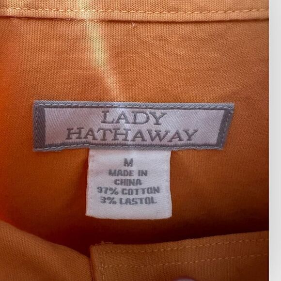 Lady Hathaway Peach button down long sleeve collared blouse Shirt Size M - Picture 3 of 5